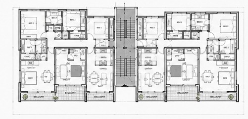 Floor plan drawing of the residential apartment complex