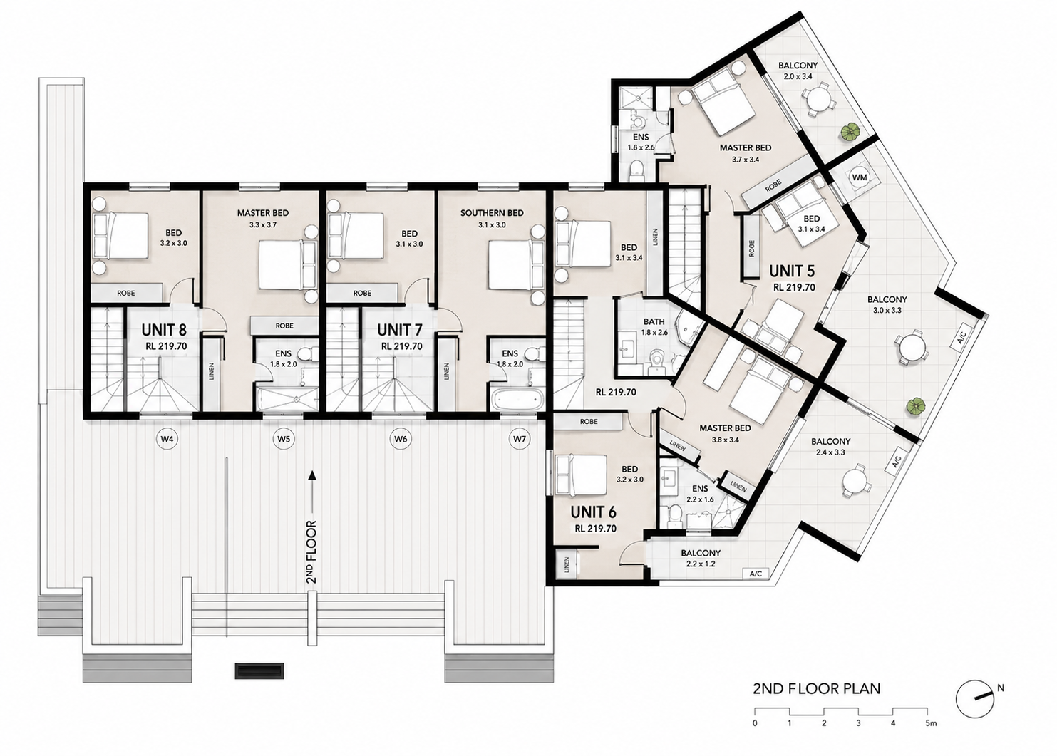 Upper floor plan of the Berowra Heights dual occupancy development