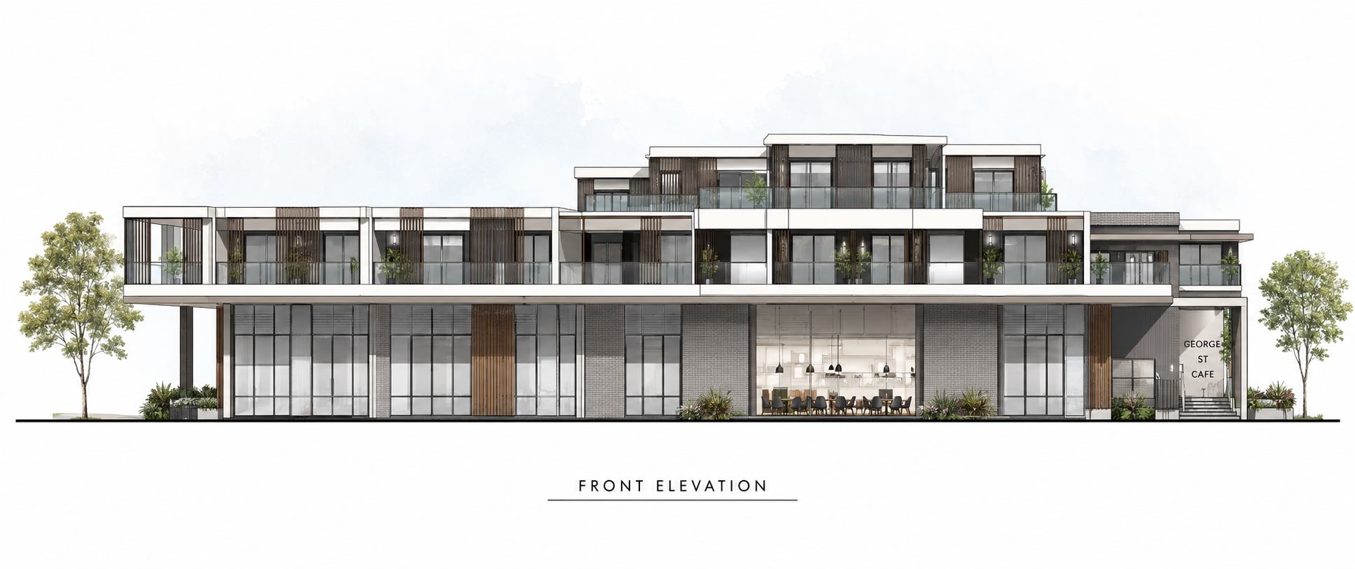 Front elevation render of the Berowra Heights development